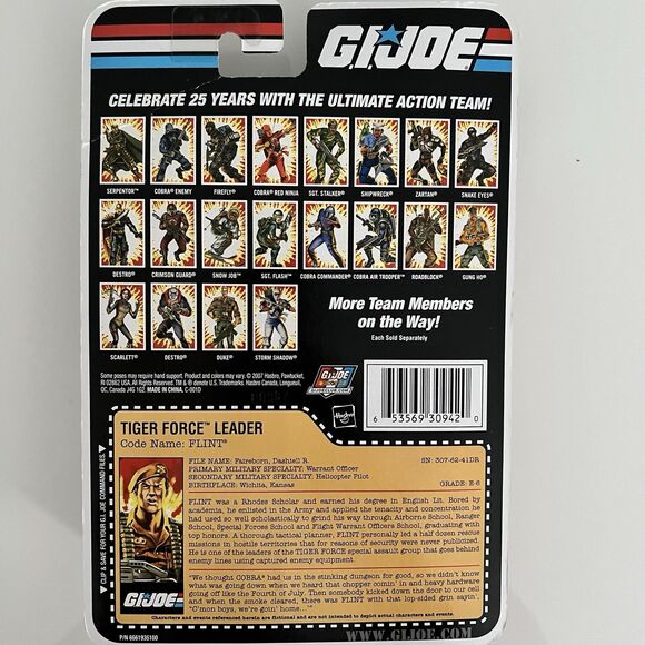 NEW Hasbro 2007 GI Joe Flint Tiger Force Leader 25th Anniversary  3.75” Figure - Picture 3 of 3